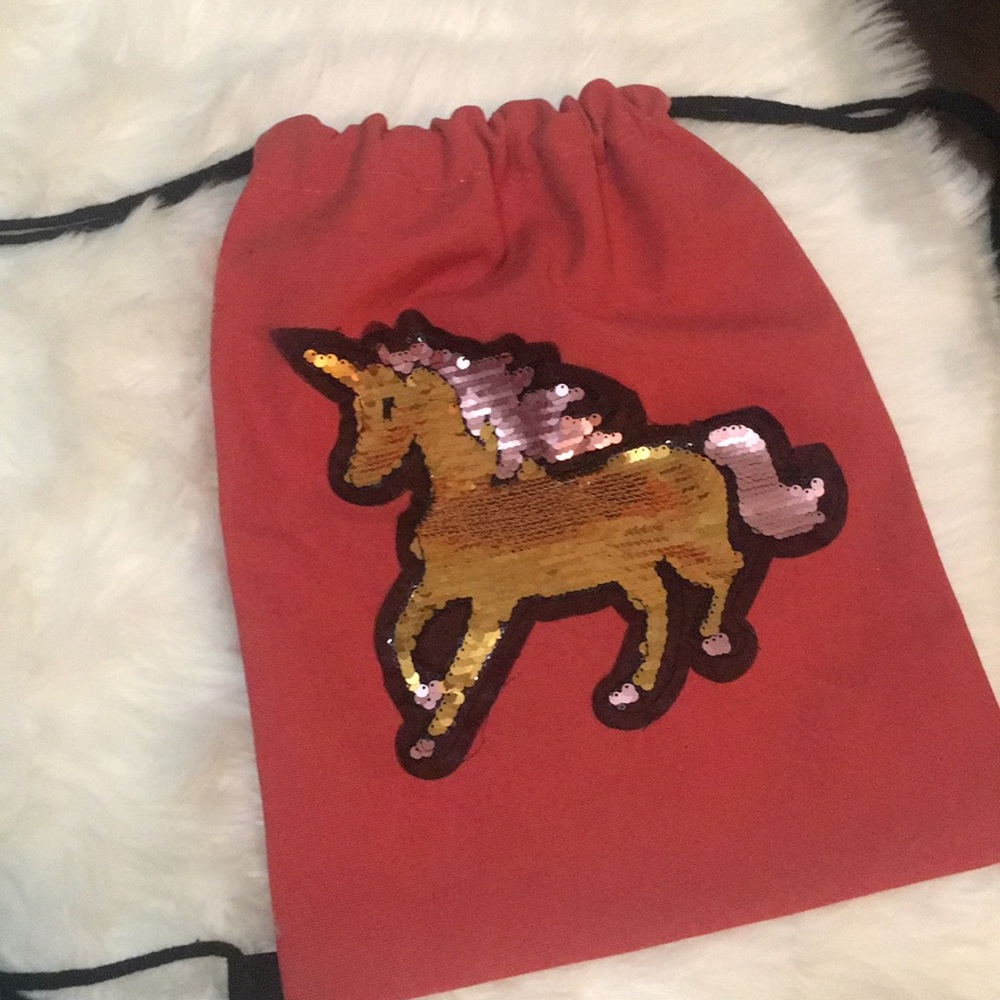 Sequined horse unicorn holo drawstring backapack